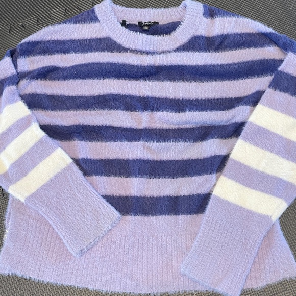 Buffalo David Bitton Sweaters - Buffalo David Bitton Fuzzy Striped Sweater in Lavender and Cream